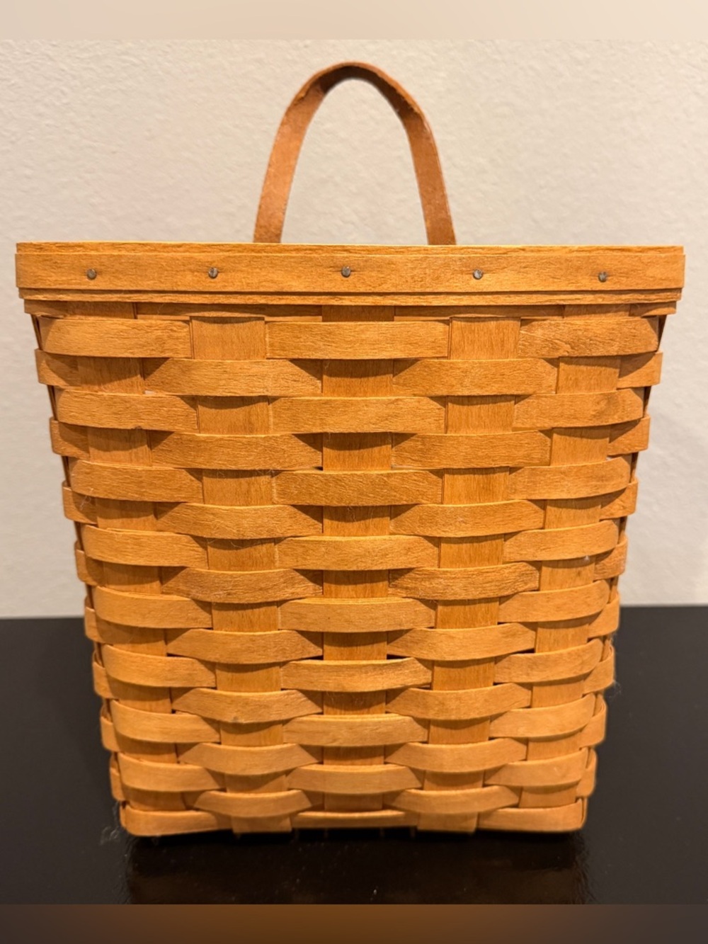 Longaberger Tall Key Hanging Basket Handcrafted of Hardwood Maple Cottage 1990